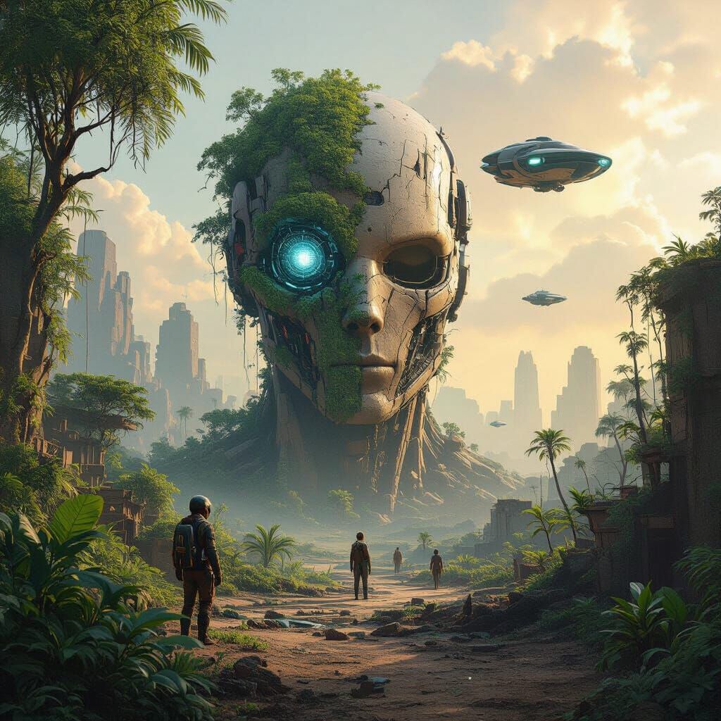 Dystopian World Observed by Future Eyes in Cyberpunk Style