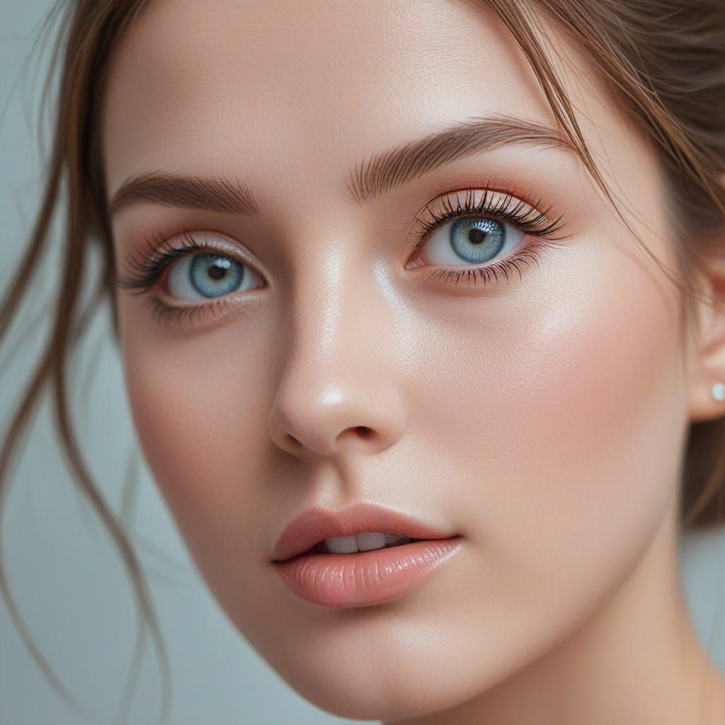 Glamorous AI Influencer in Soft Focus Macro Photography