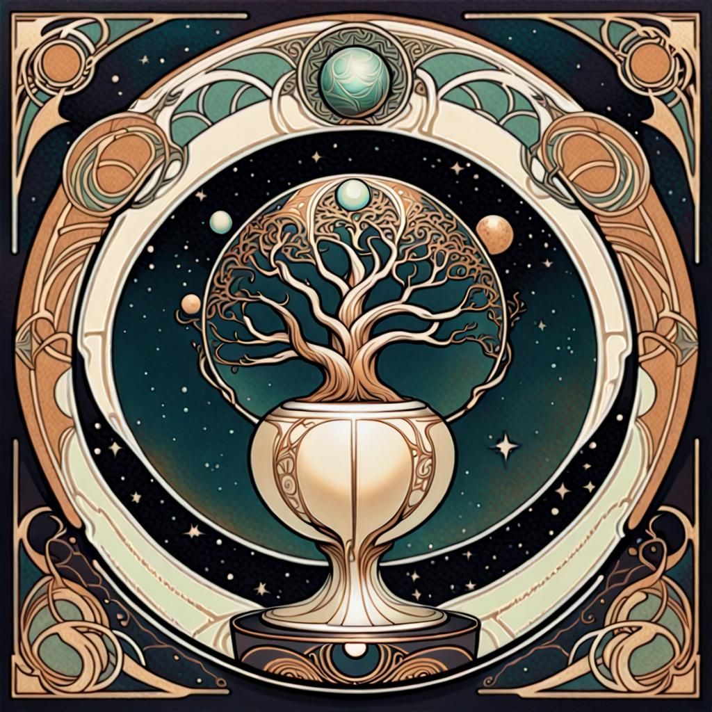 Yggdrasil in Space: Art Nouveau Card