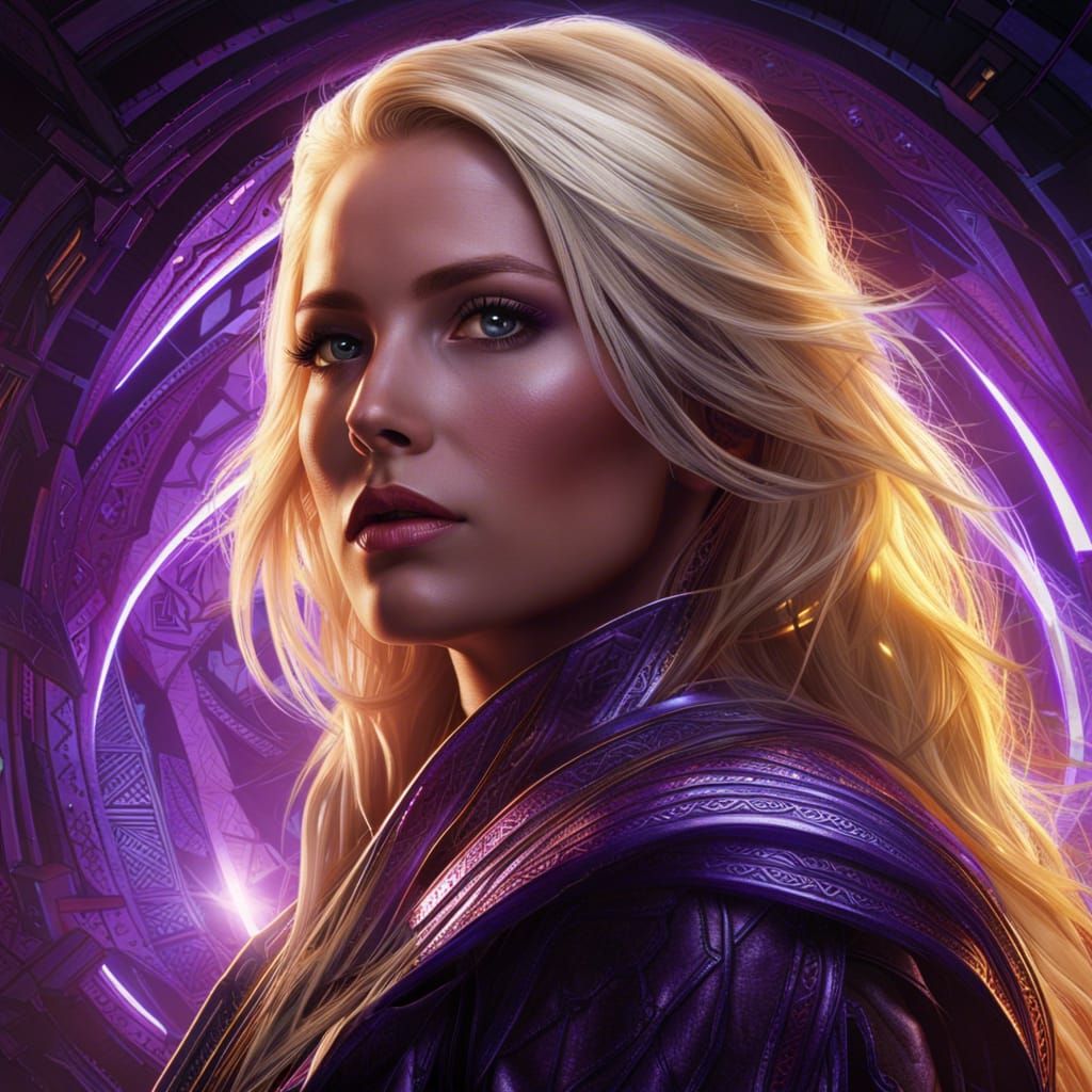 Laser Beam Eyes Portrait in Art Nouveau Style