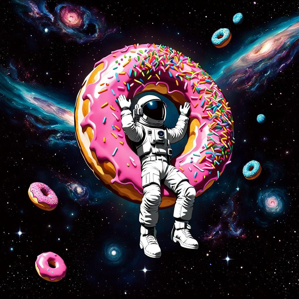 Astronaut on Donut in Space: Retrofuturistic Comic Art