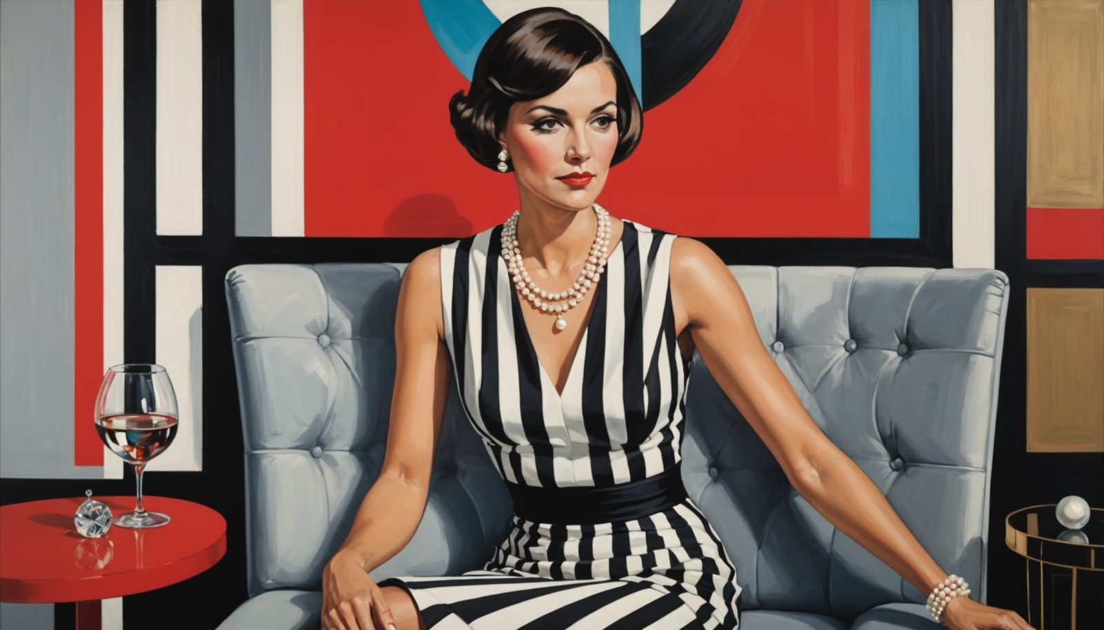 Stunning Art Deco Woman in Geometric Interior