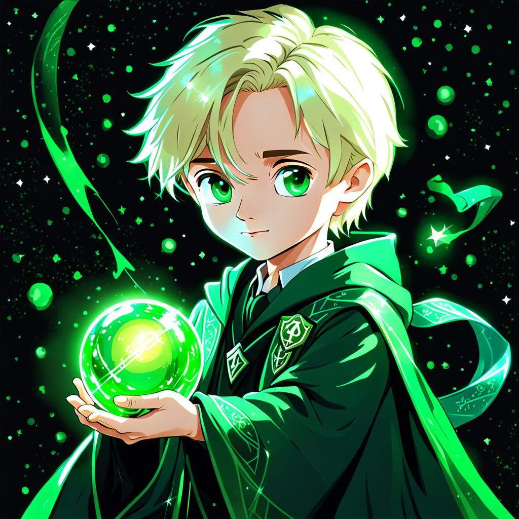 Chibi Draco Malfoy with Glowing Orb in Fauvist Style