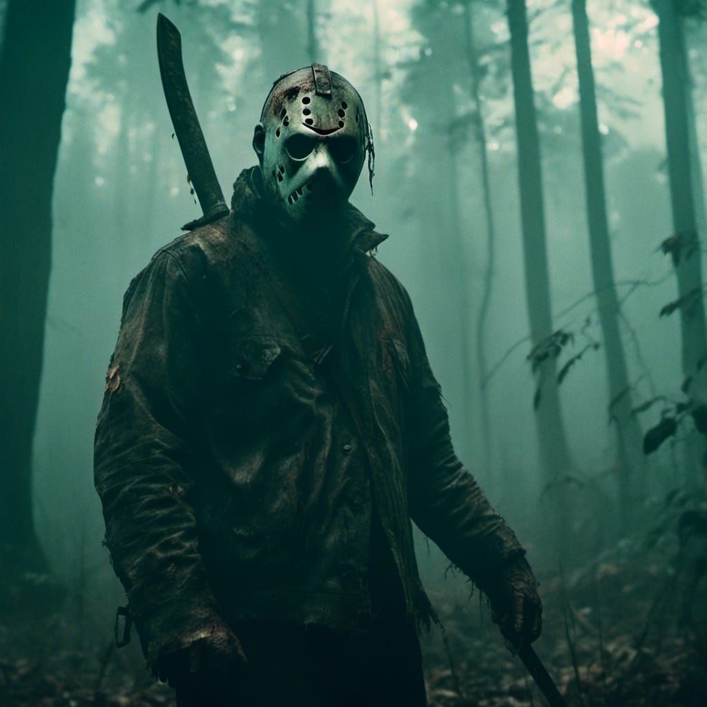 Jason Voorhees in Dark Forest: Horror Film Still