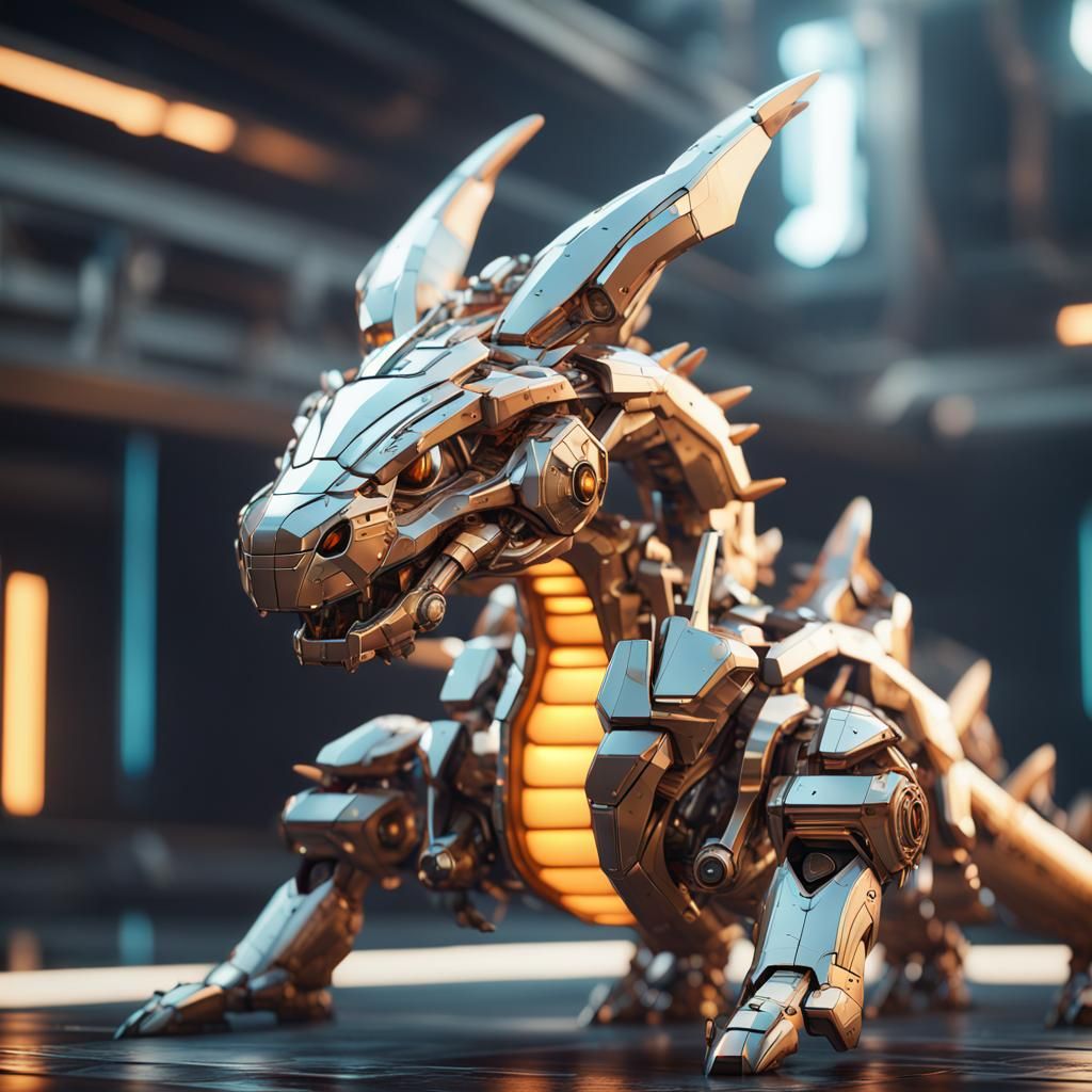 Futuristic Sci-Fi Dragonite with Intricate Mech Details