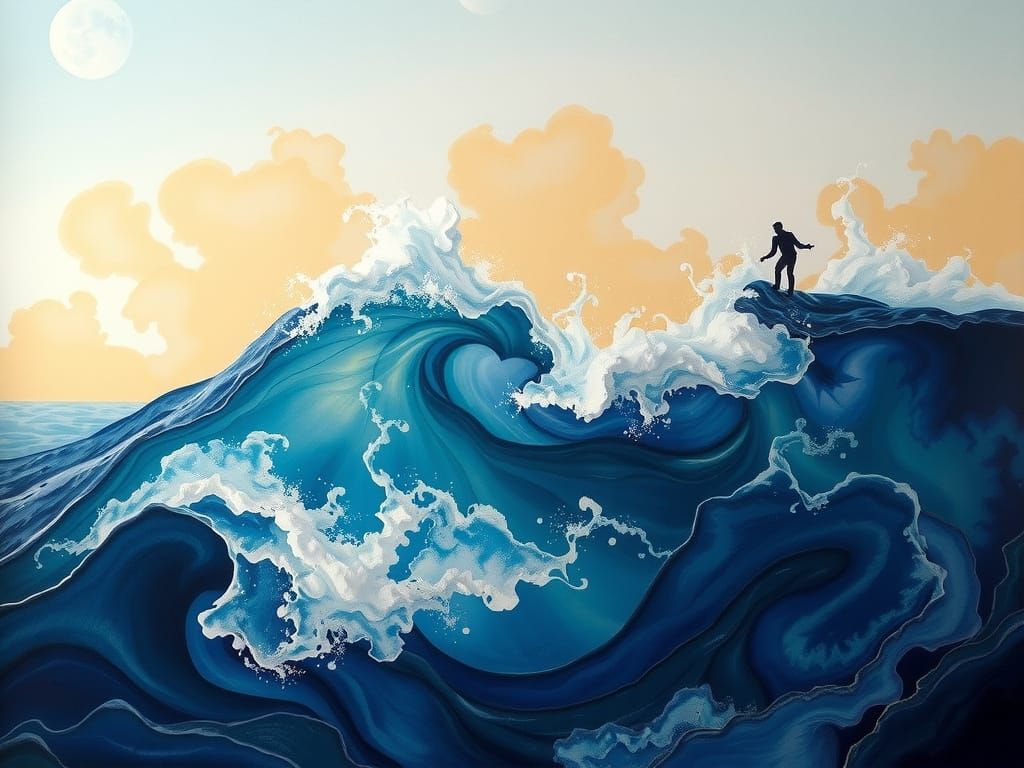 Airbrush Sculptural Rhythm Acrylic Wash Painted on Glass Tapestry