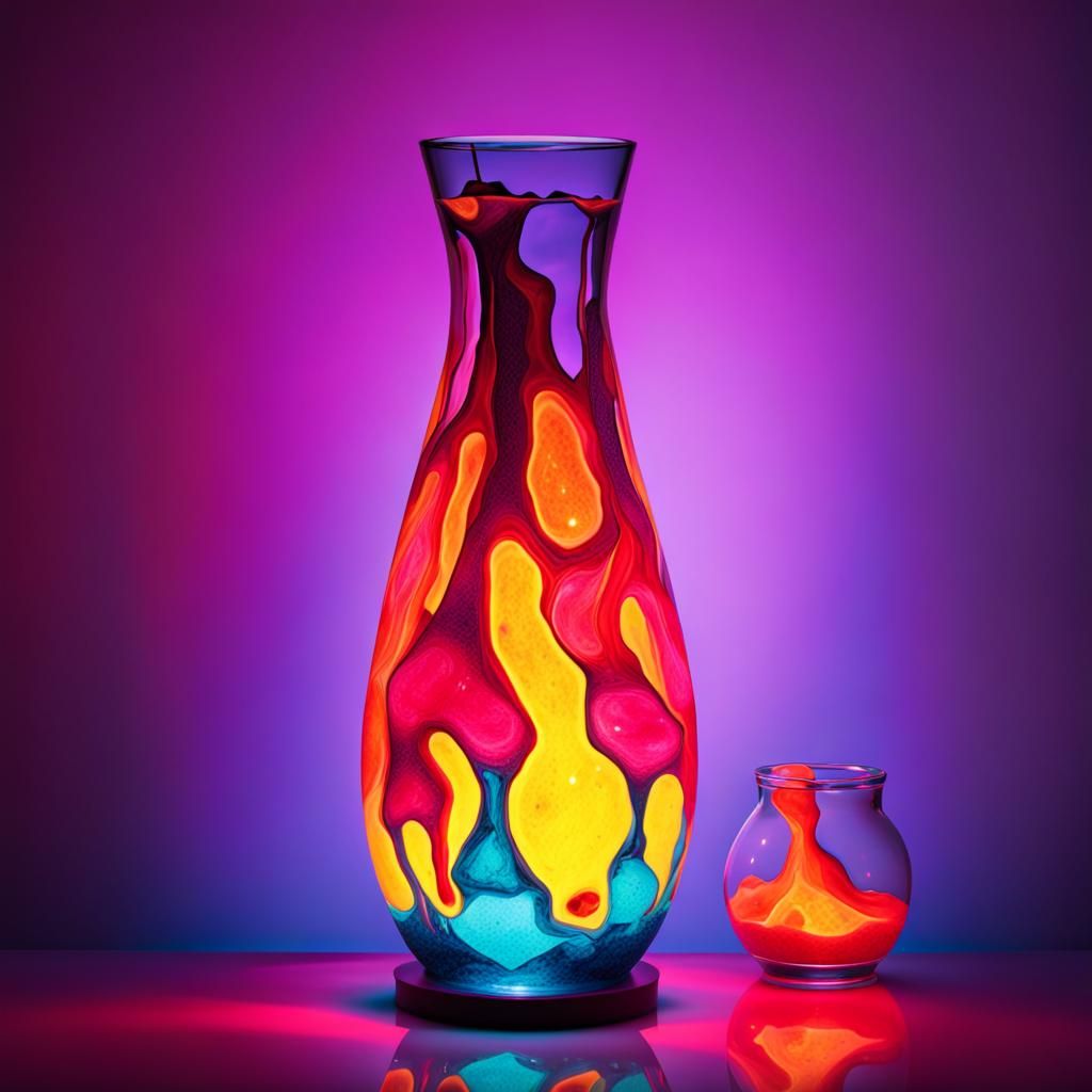 Neon Lava Lamp in Crystal Vase