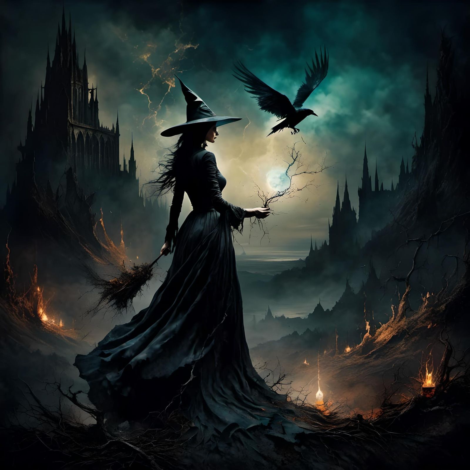 Gothic Witchcraft in Dark Magic Landscape