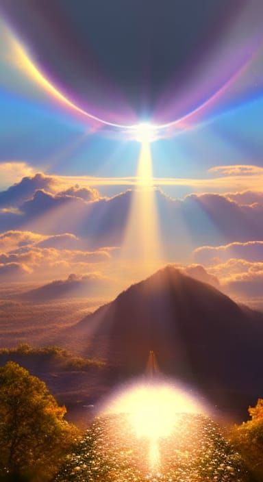 Heavenly Portal with Divine Sunshine and Clouds
