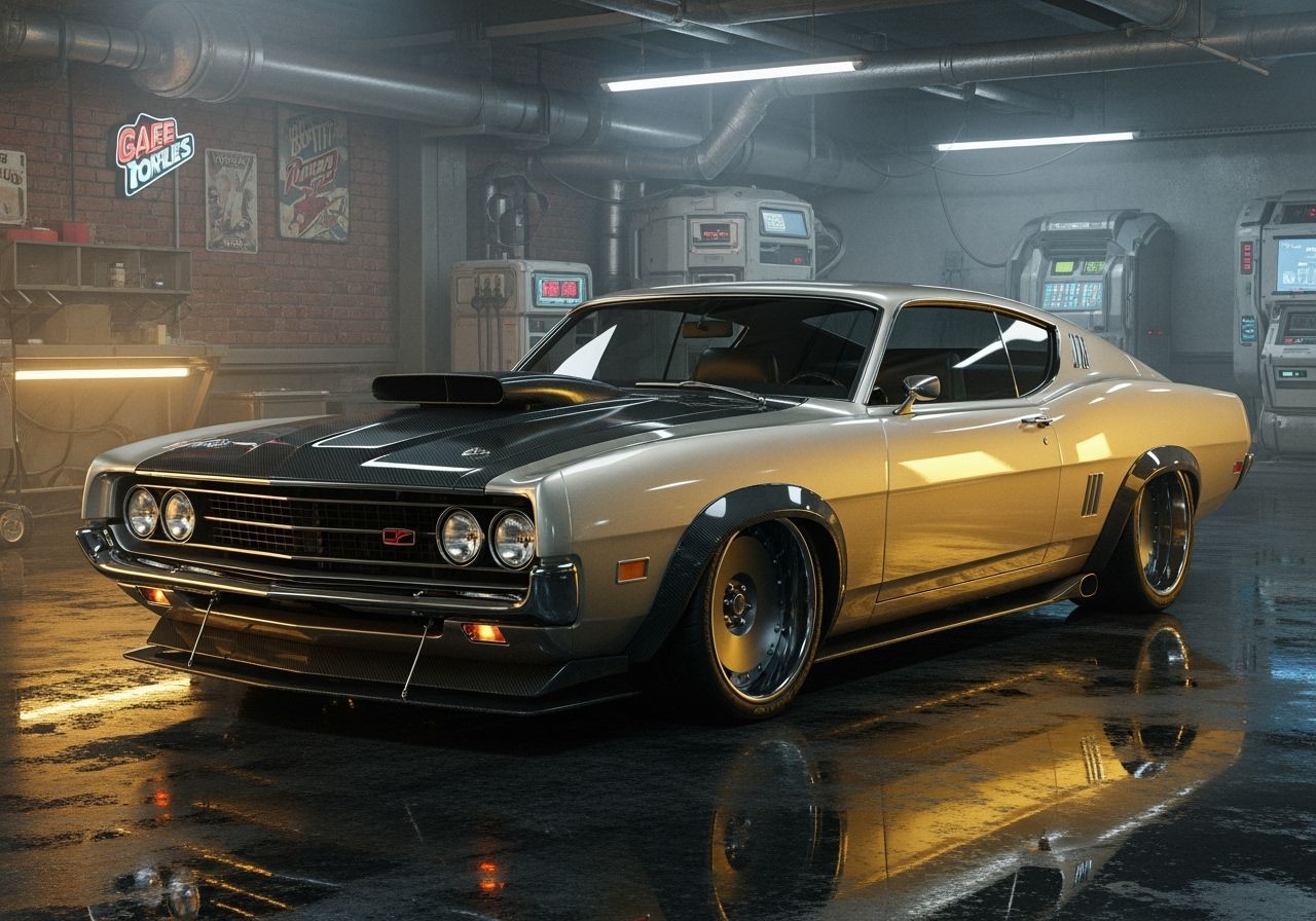 Modernized 1969 Ford Torino Talladega in Retro Garage