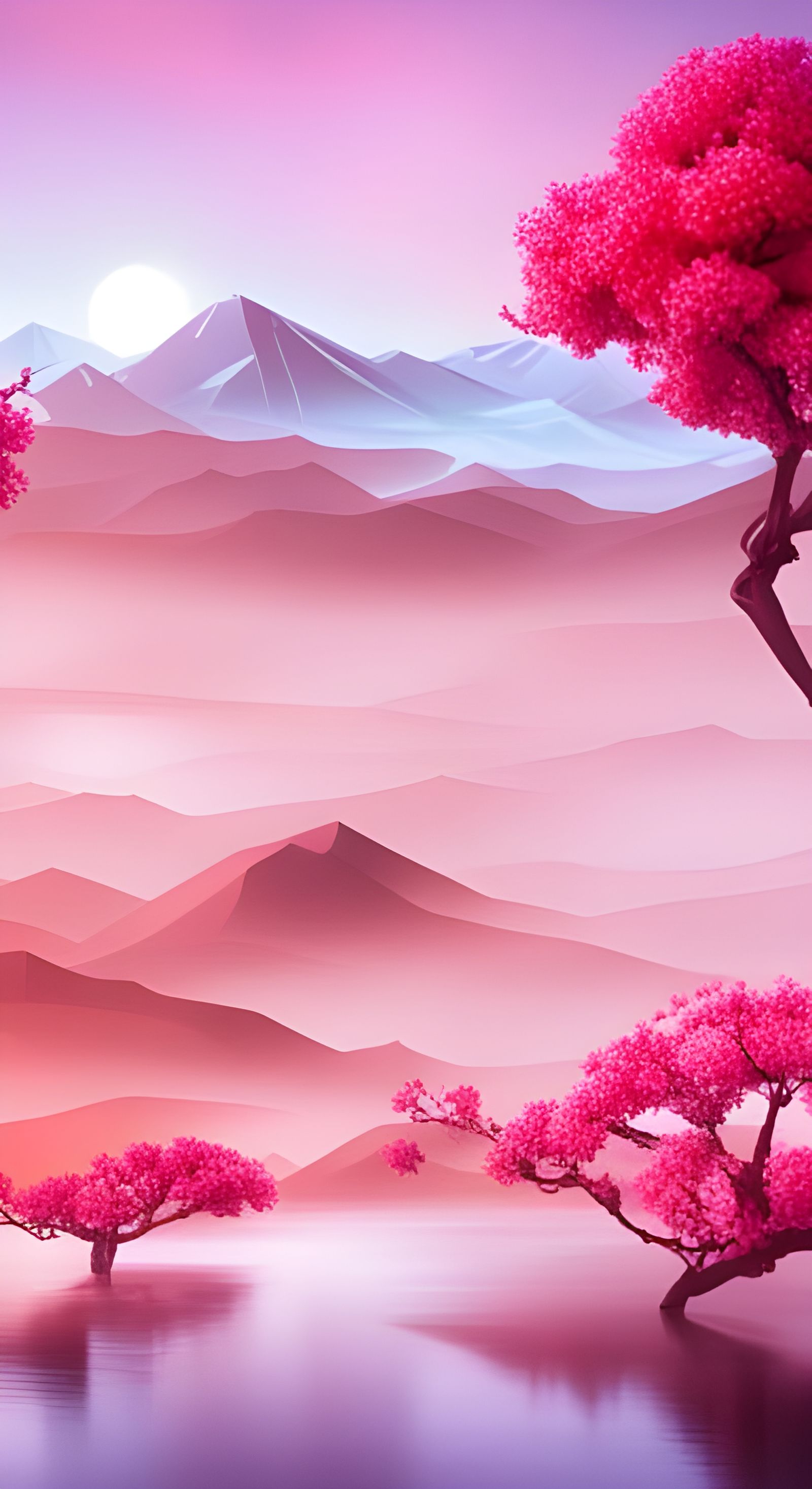 Cherry Blossom Sky Islands with Neon Waterfall