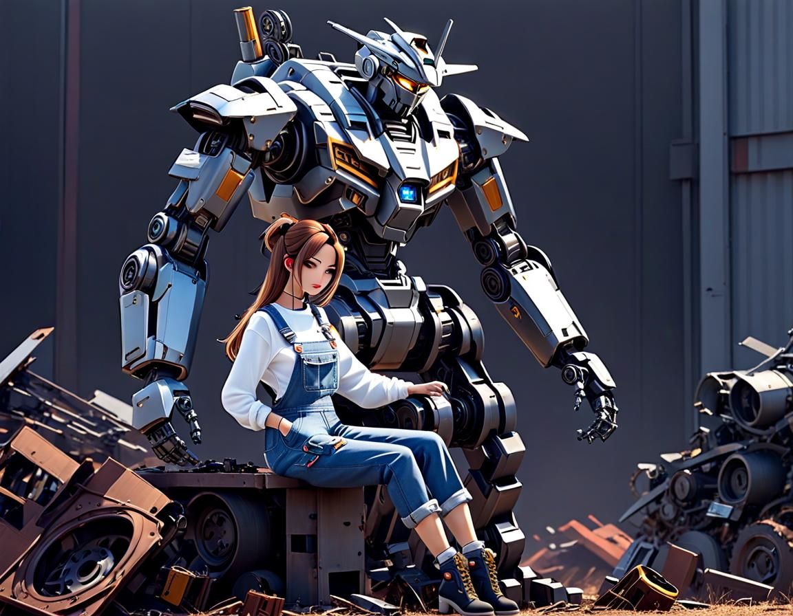Teenage Girl Builds Mecha Robot in Junkyard