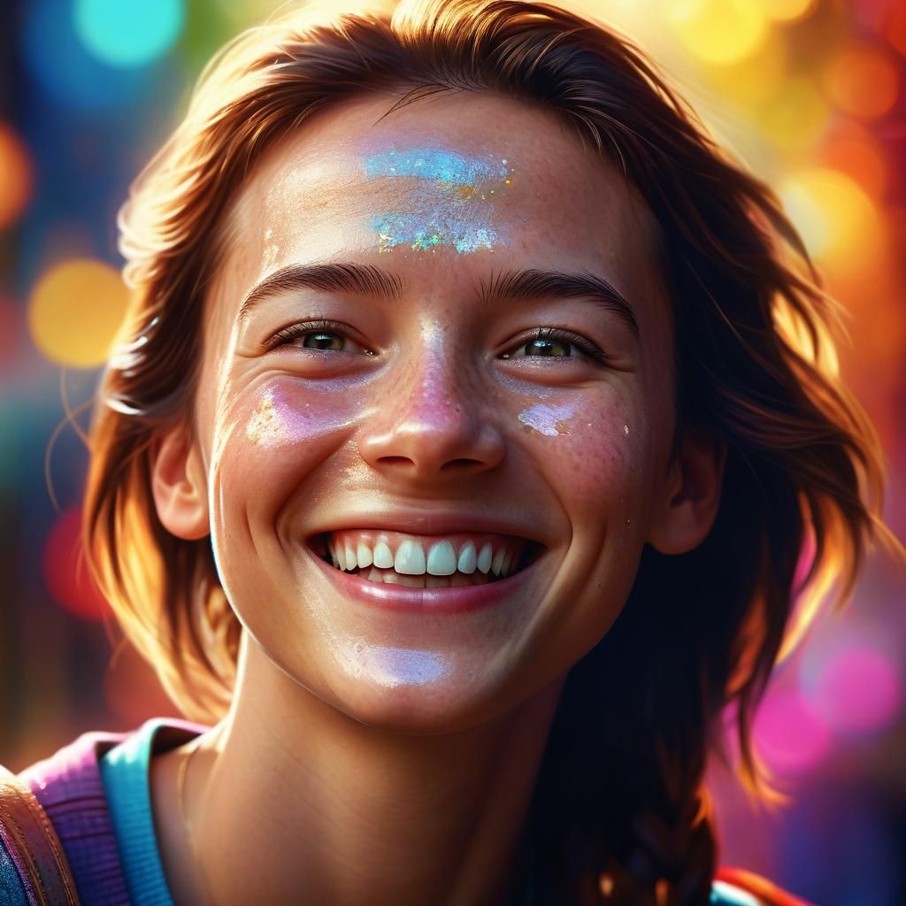 Joyful Person Smiling: Hyperrealistic Concept Art