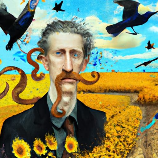 Surreal Portrait of Vincent Van Gogh with Mustache