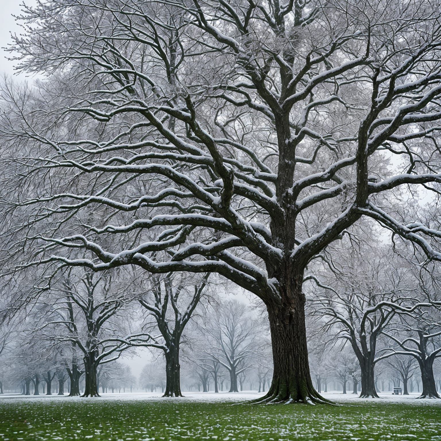 Detailed Mixed Media Tree Inspired by Joyce Kilmer Poem