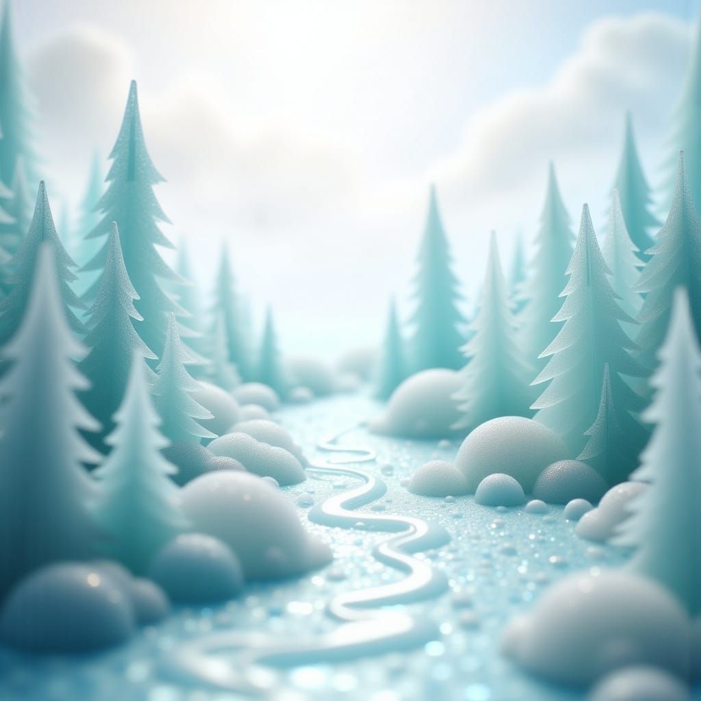 Intricate Ice Castles in Papercraft Style