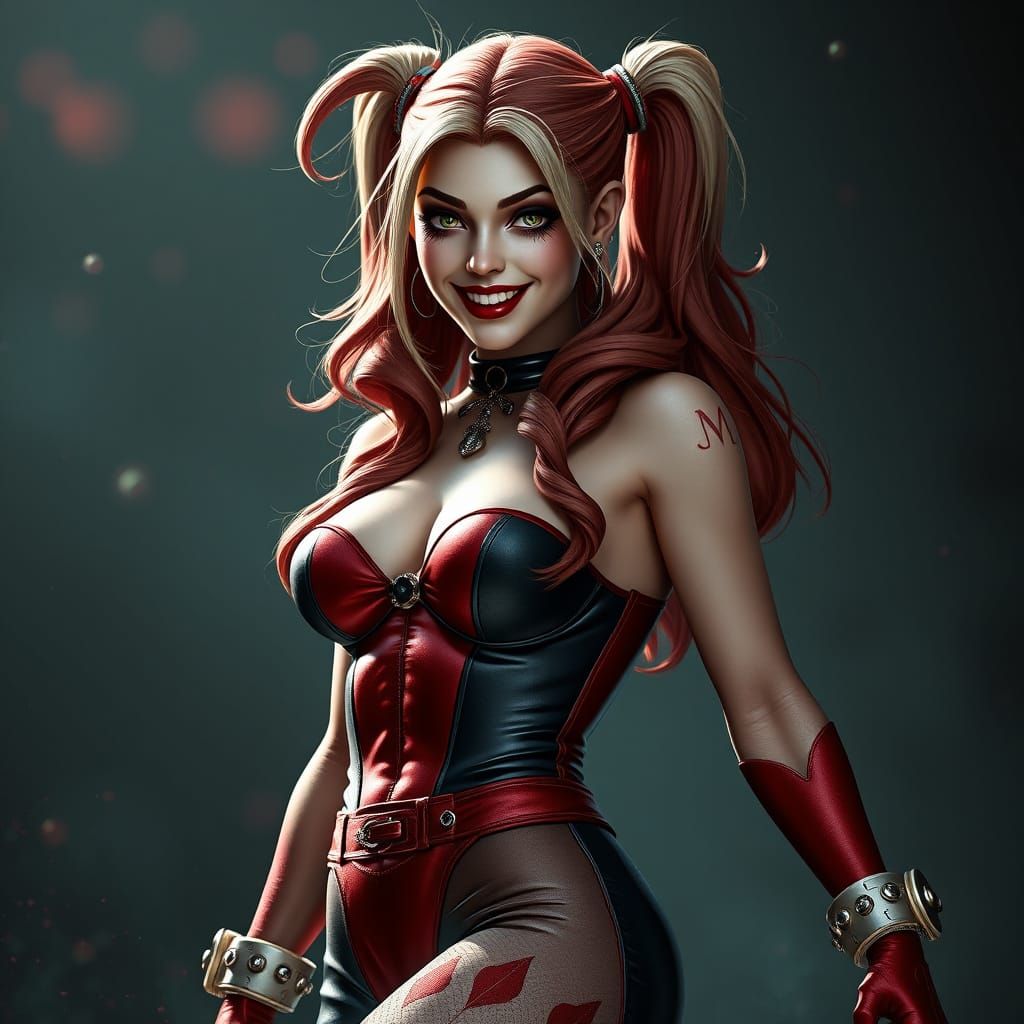Femme Fatale in Fantastical Harley Quinn Cosplay