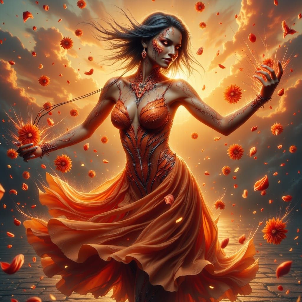 Joyful Woman Dancing in Golden Hour Sunset Light