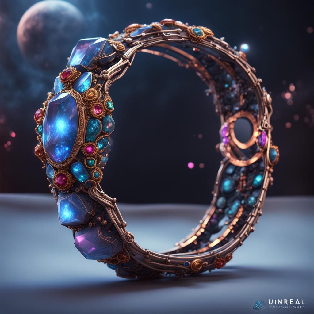 Gemstone Encrusted Sci-Fi Bracelet: Fantasy Concept Art