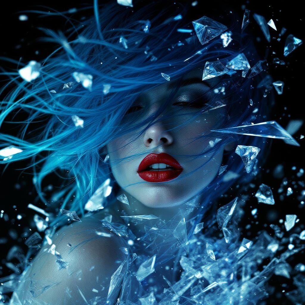 Surreal Woman Portrait with Digital Glitch Art Effects