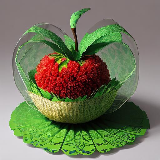 Kirigami Hedgehog and Apple in Chagall Style