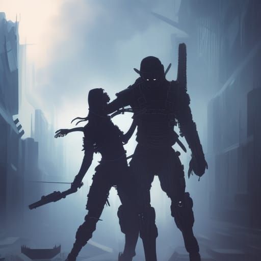 Robot Ninja Saving Wife in Tokyo 2045, Hyperdetailed Art