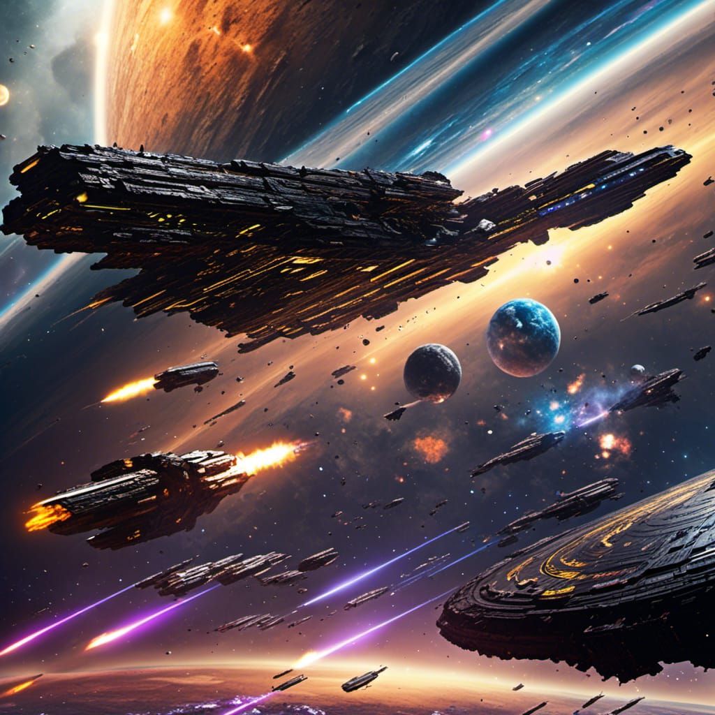 Star Trek Battle Scene in Space, High Detail