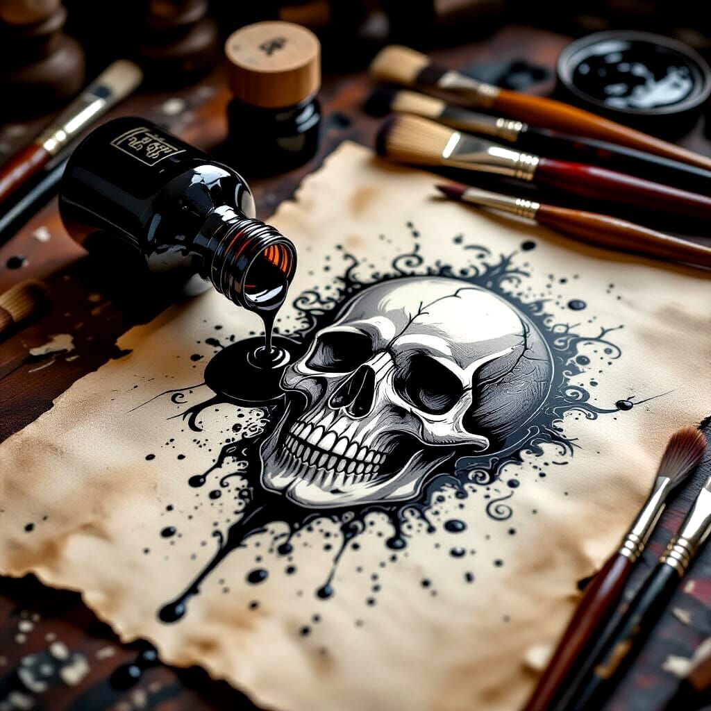Inked skull