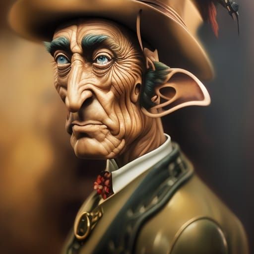Rustic Elf Farmer Caricature in Surreal Style
