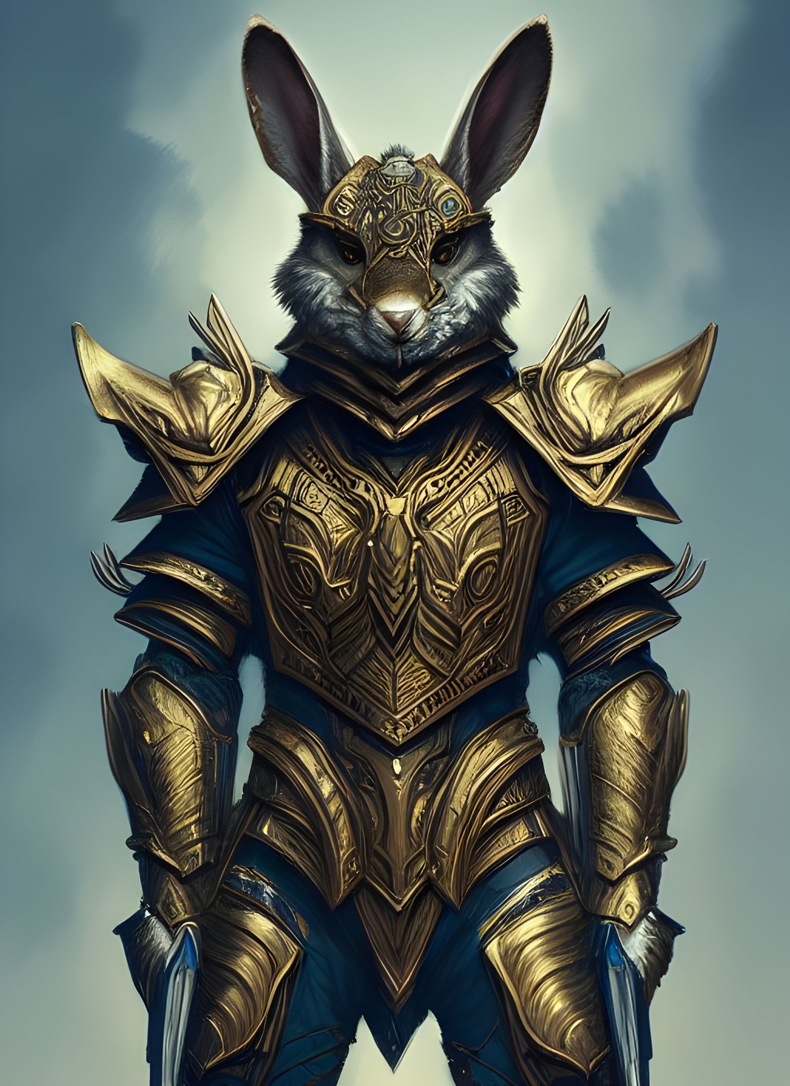 Rabbit and Wolf Warriors in Gold Armor