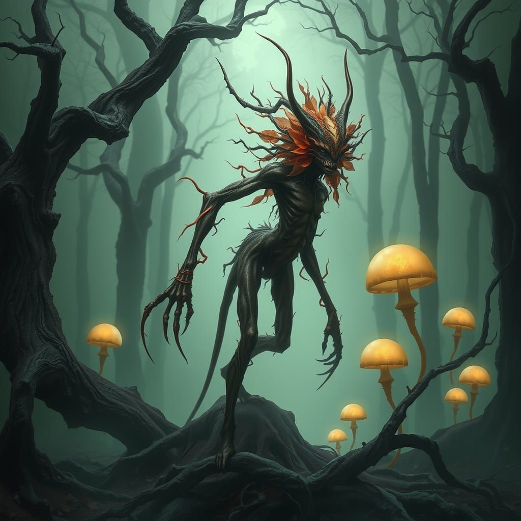 Dark Flower Demon Emerges from Mystical Forest