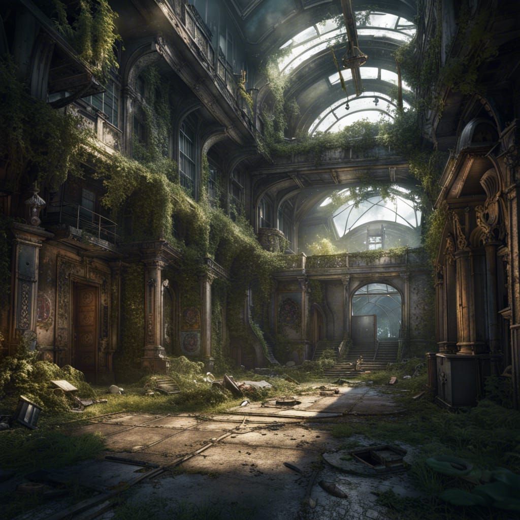 Post-Apocalyptic Fairycore Paris: Detailed Matte Painting