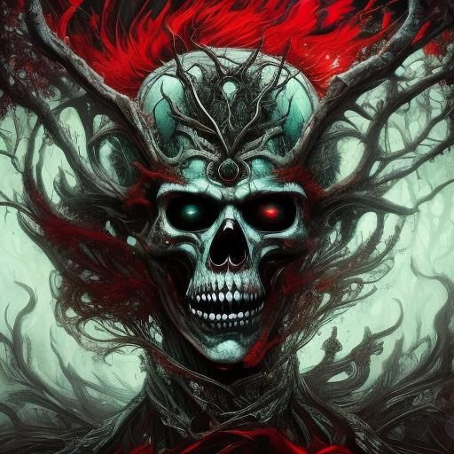 Rococo-Horrorcore Night Scene: Haunting Beauty