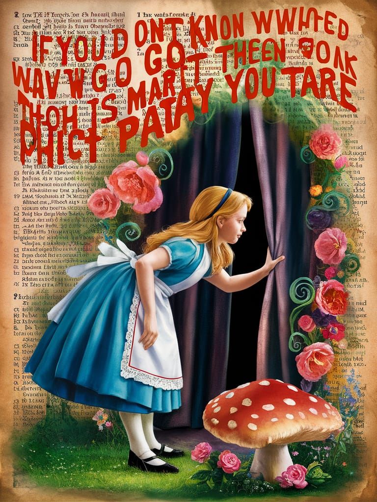 Alice in Wonderland Vintage Illustration with Quote