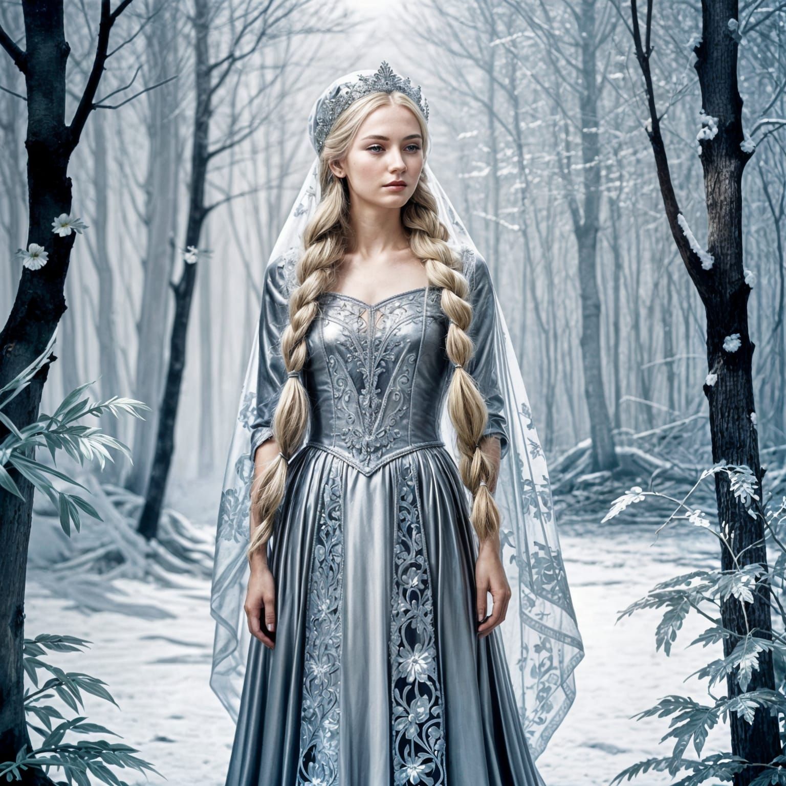 Tsarina with Silver Kokoshnik and Braids