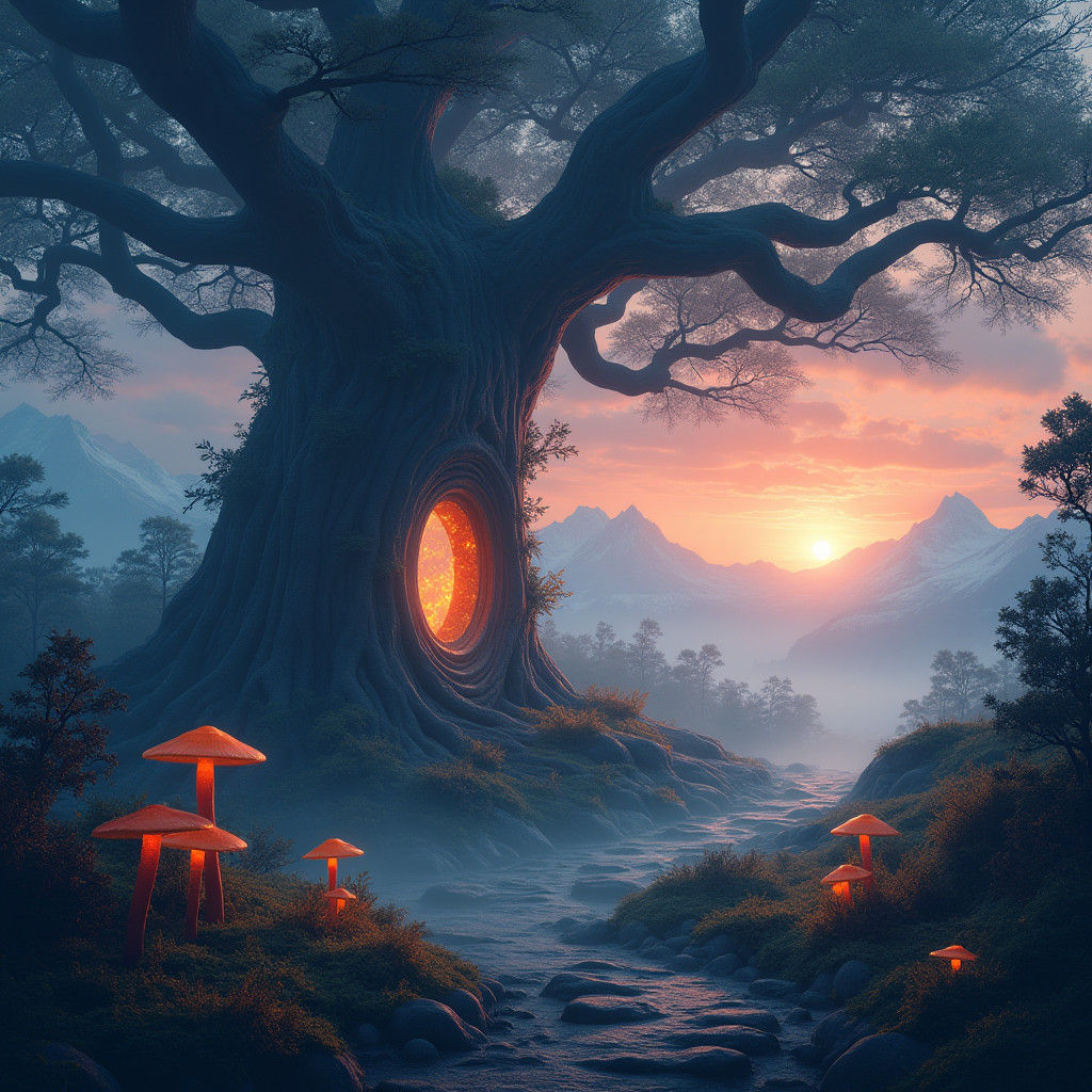 Mystical Portal in Ethereal Fantasy Landscape