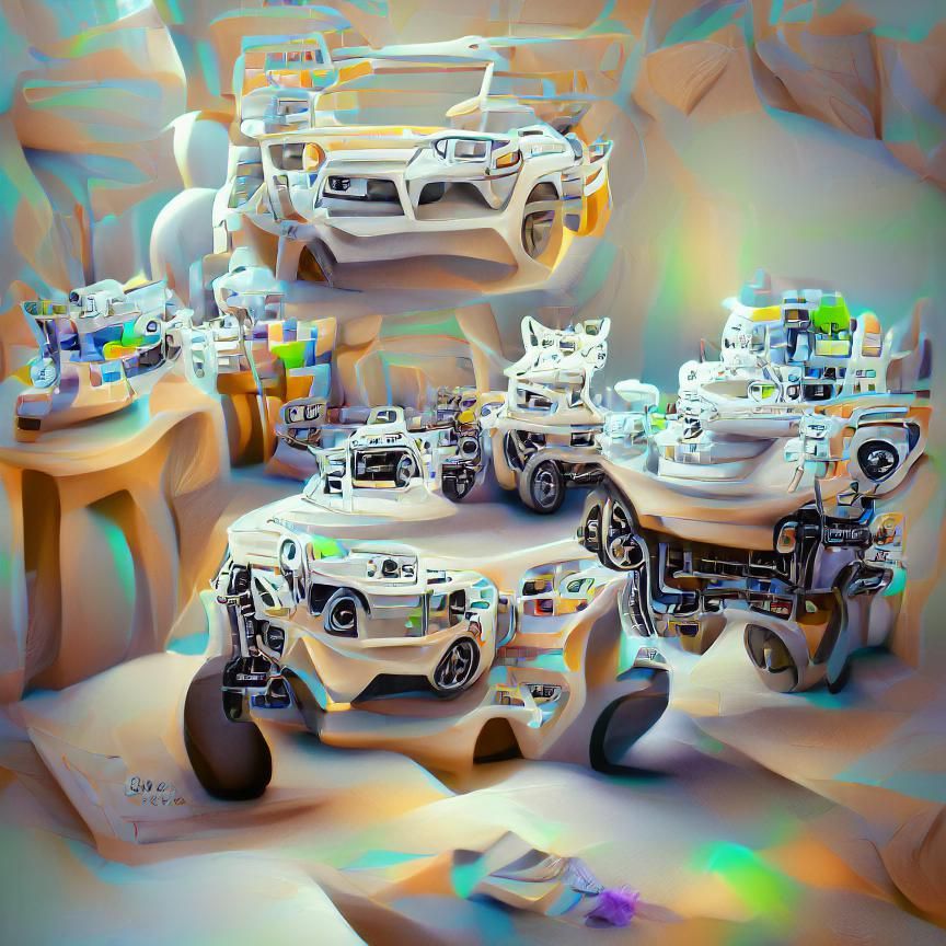Futuristic Rover Production Line: Holographic Hyperrealism