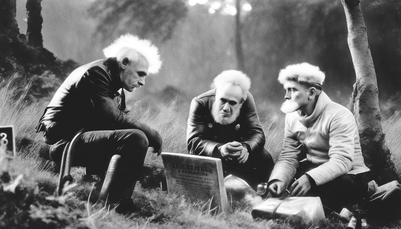 Monkeys and Pigs Explore Mystical Forest in Film Noir Style