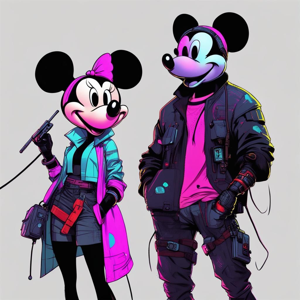 Minnie and mickey modern cyberpunk detectives