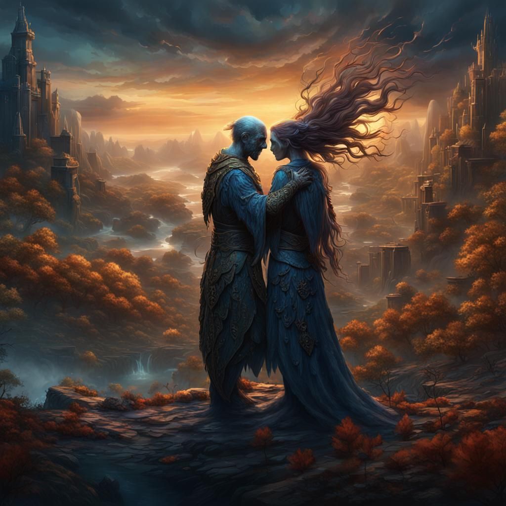 Spirits' Last Embrace: Detailed Matte Painting