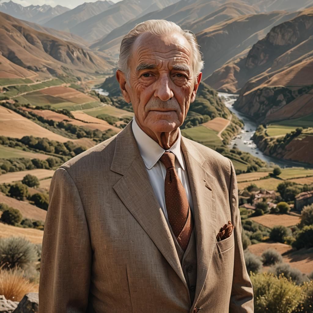 Italian Man Poses in Chilean Landscape: Digital Portrait