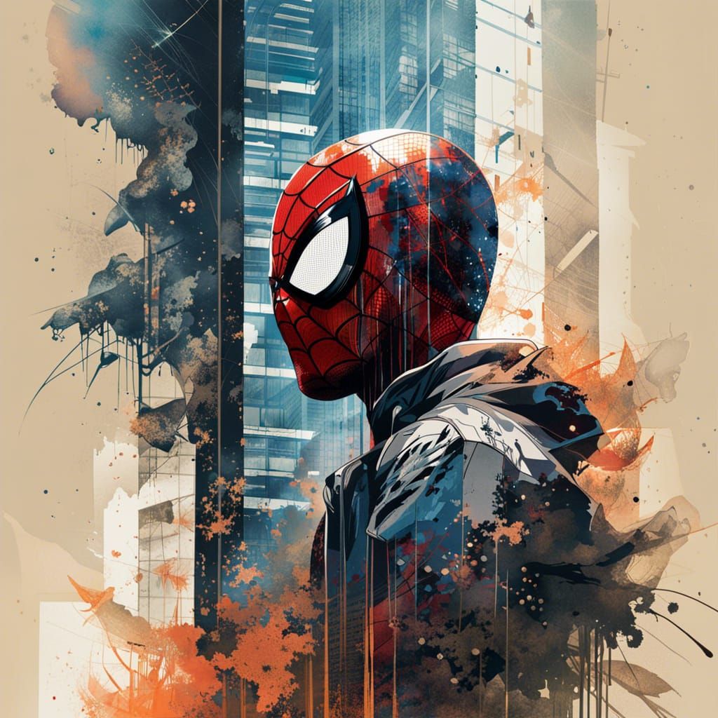 Spiderman Double Exposure Portrait with Skyscraper