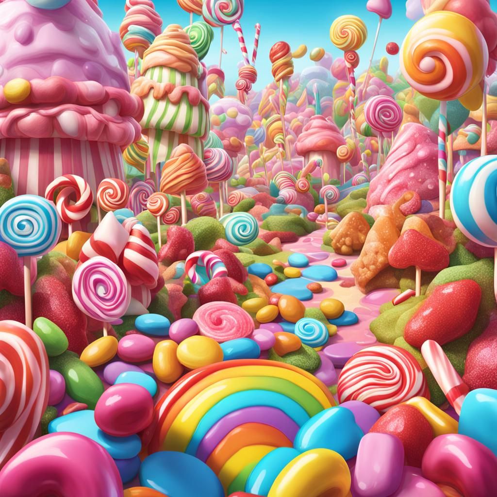 Whimsical Candy Land in Hyperrealistic Digital Art