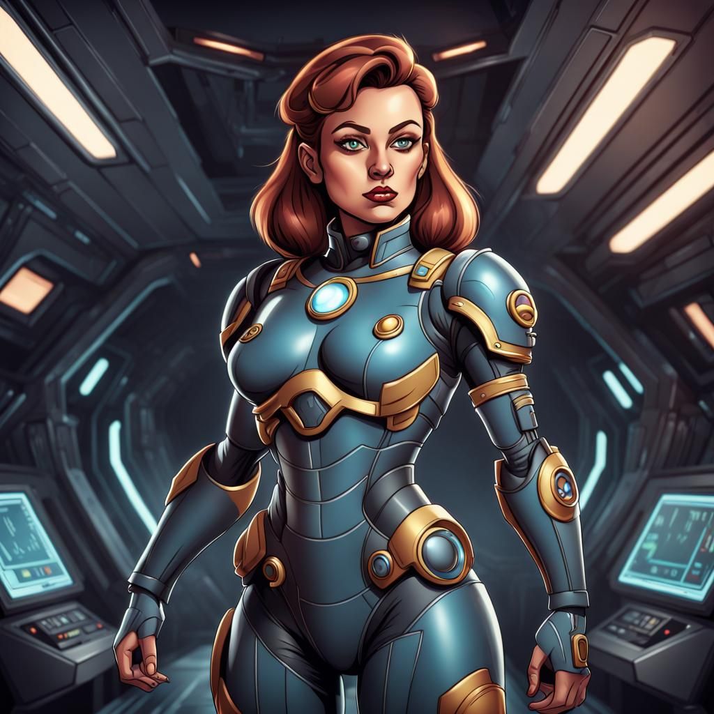 Cartoon Sci-Fi Captain Female Character