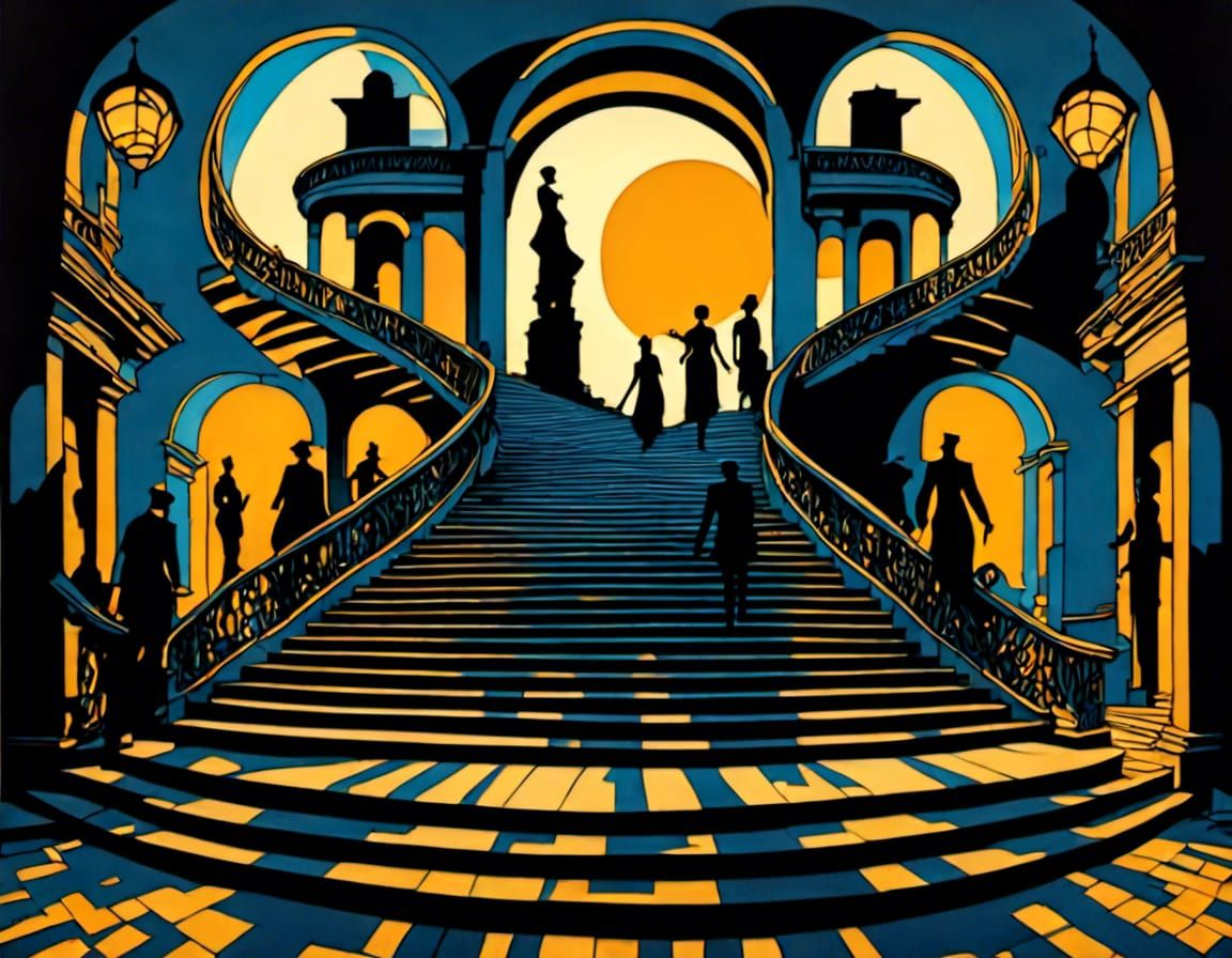 Surreal Stairway to Nowhere in Dystopian City