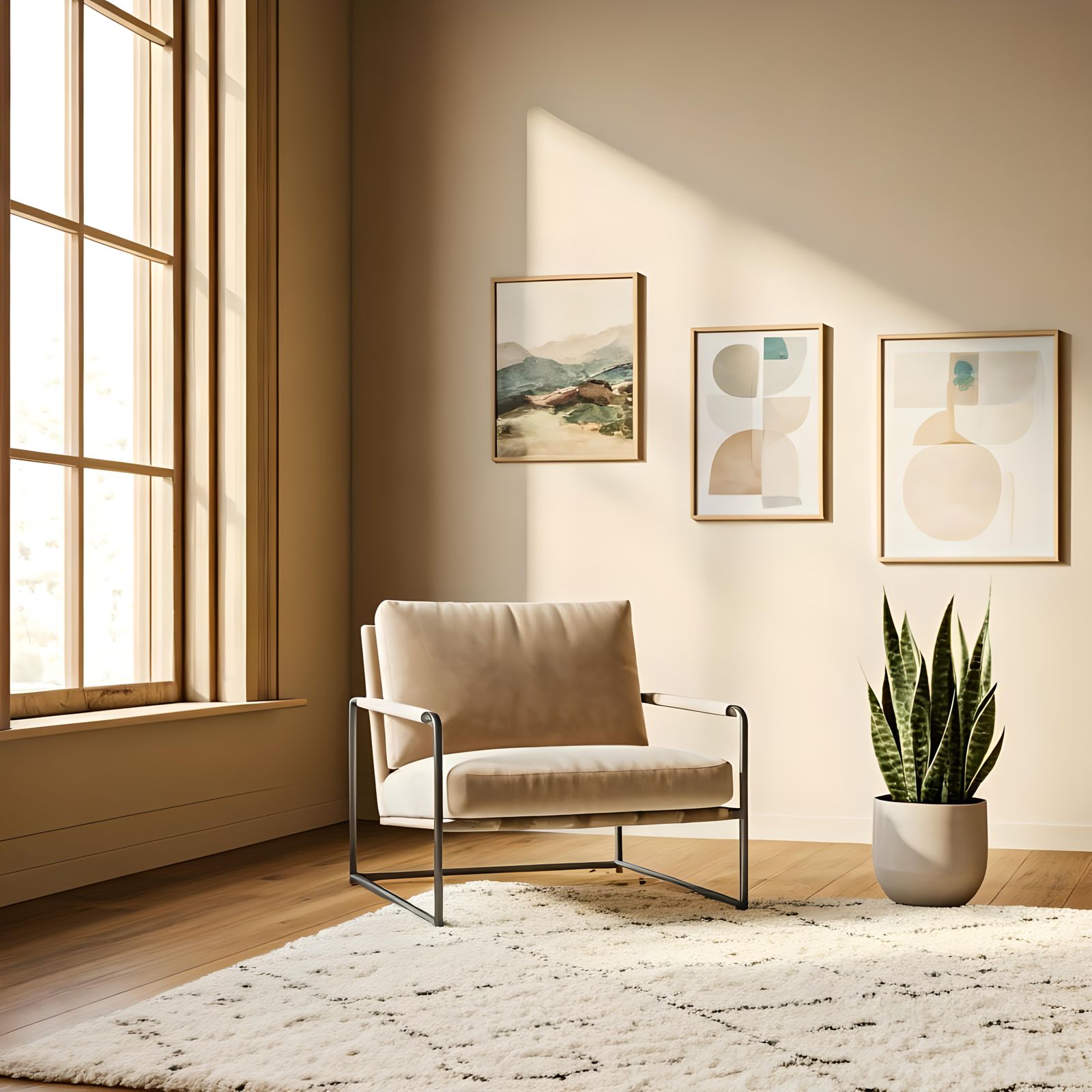 Elegant Beige Sofa Chair in Natural Light