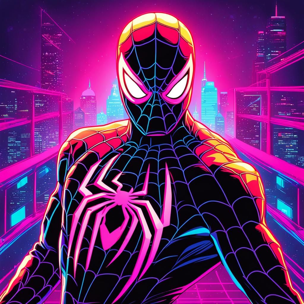Spiderman in Synthwave Neon Style