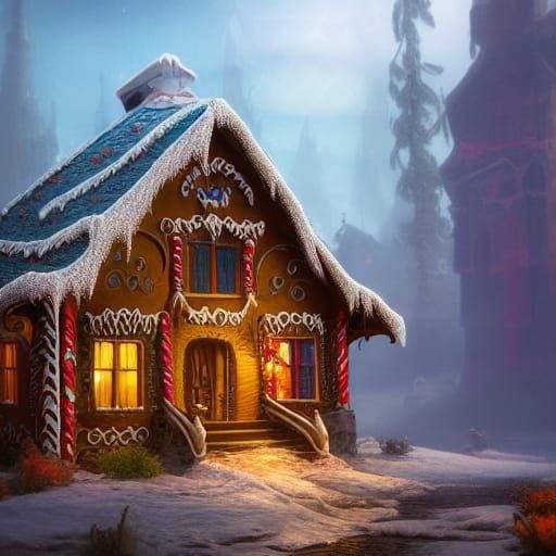 Fantastical Gingerbread House in Detailed Matte Painting