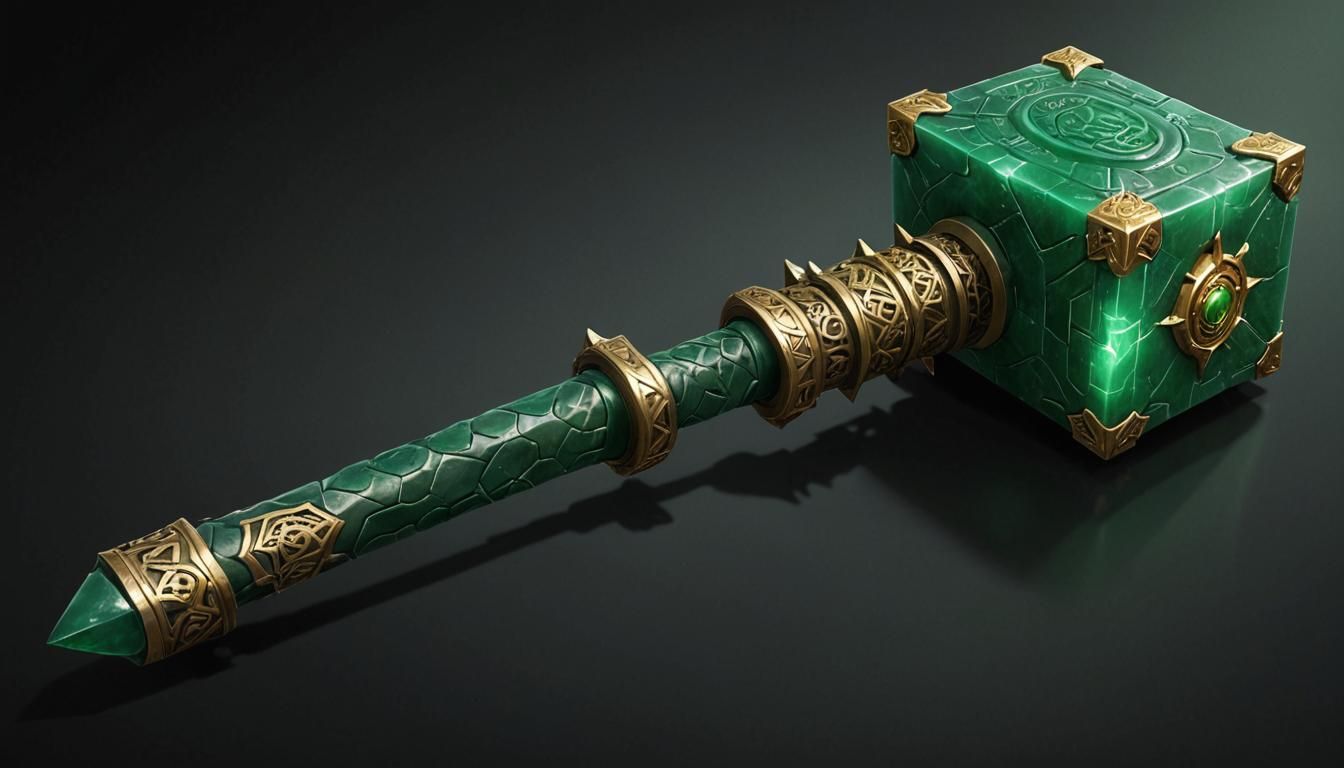 Ornate Jade Earth Breaker with Dwarven Runes