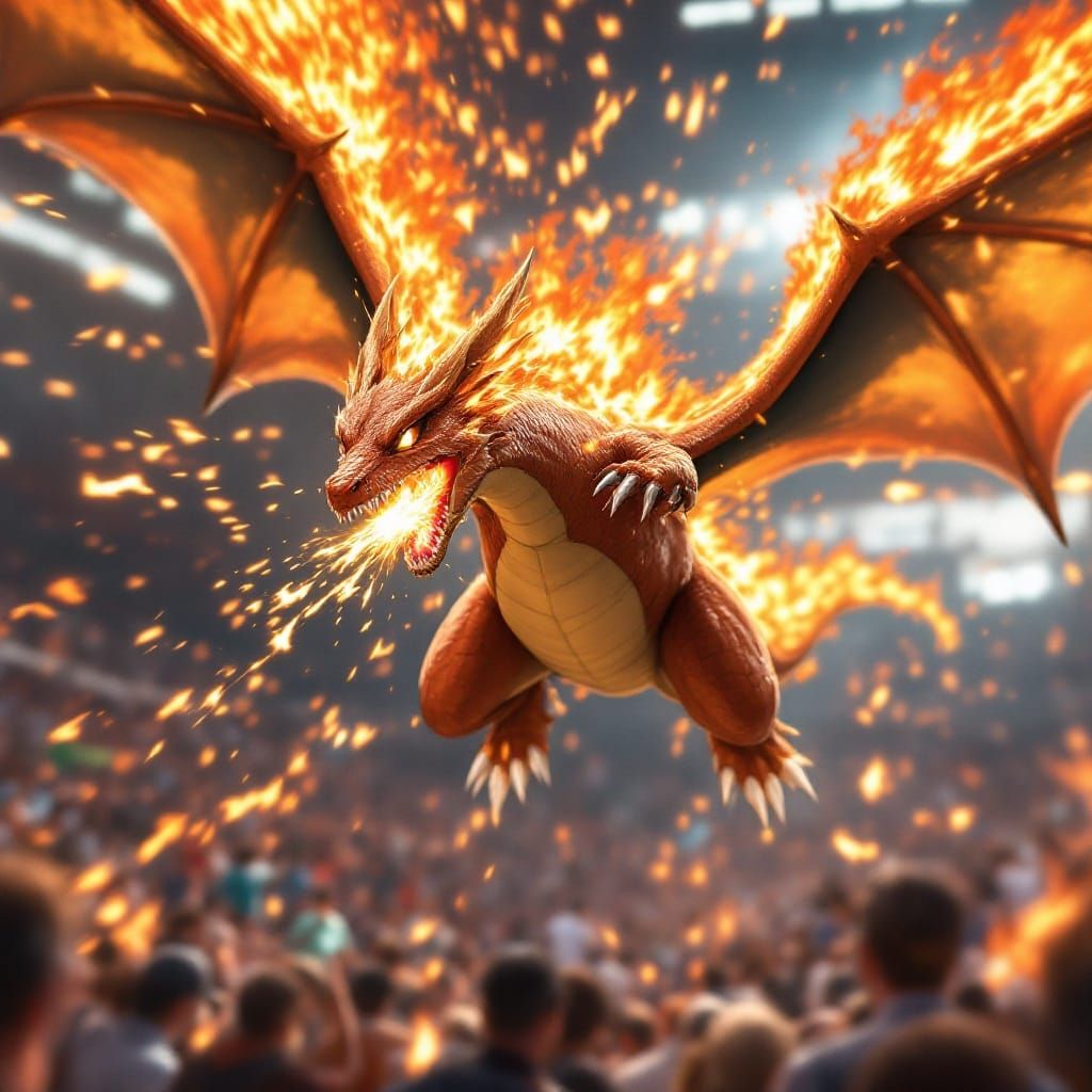 Cyberpunk Dragon Soars Through Golden Arena